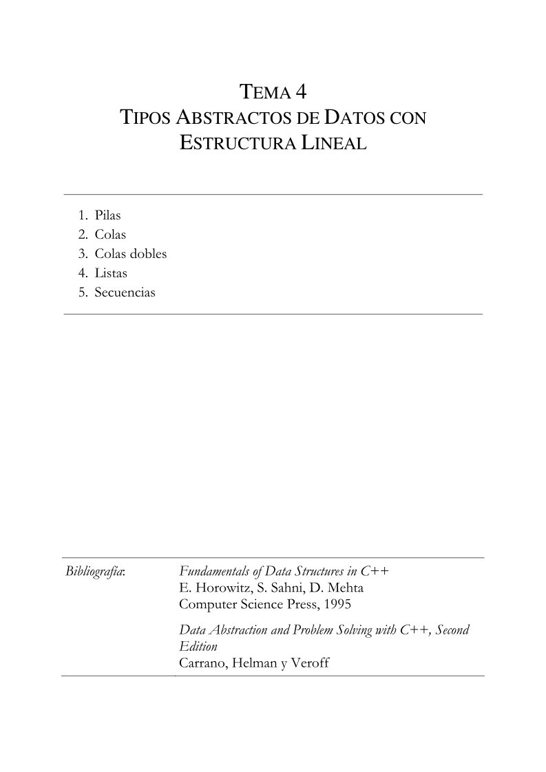 Imágen de pdf Tema 4 - Tipos abstractos de datos con estructura lineal